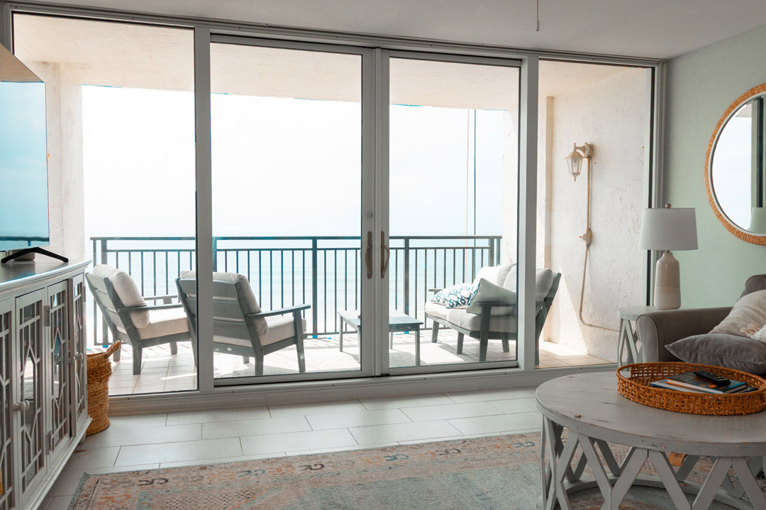 Coastal sliding glass doors